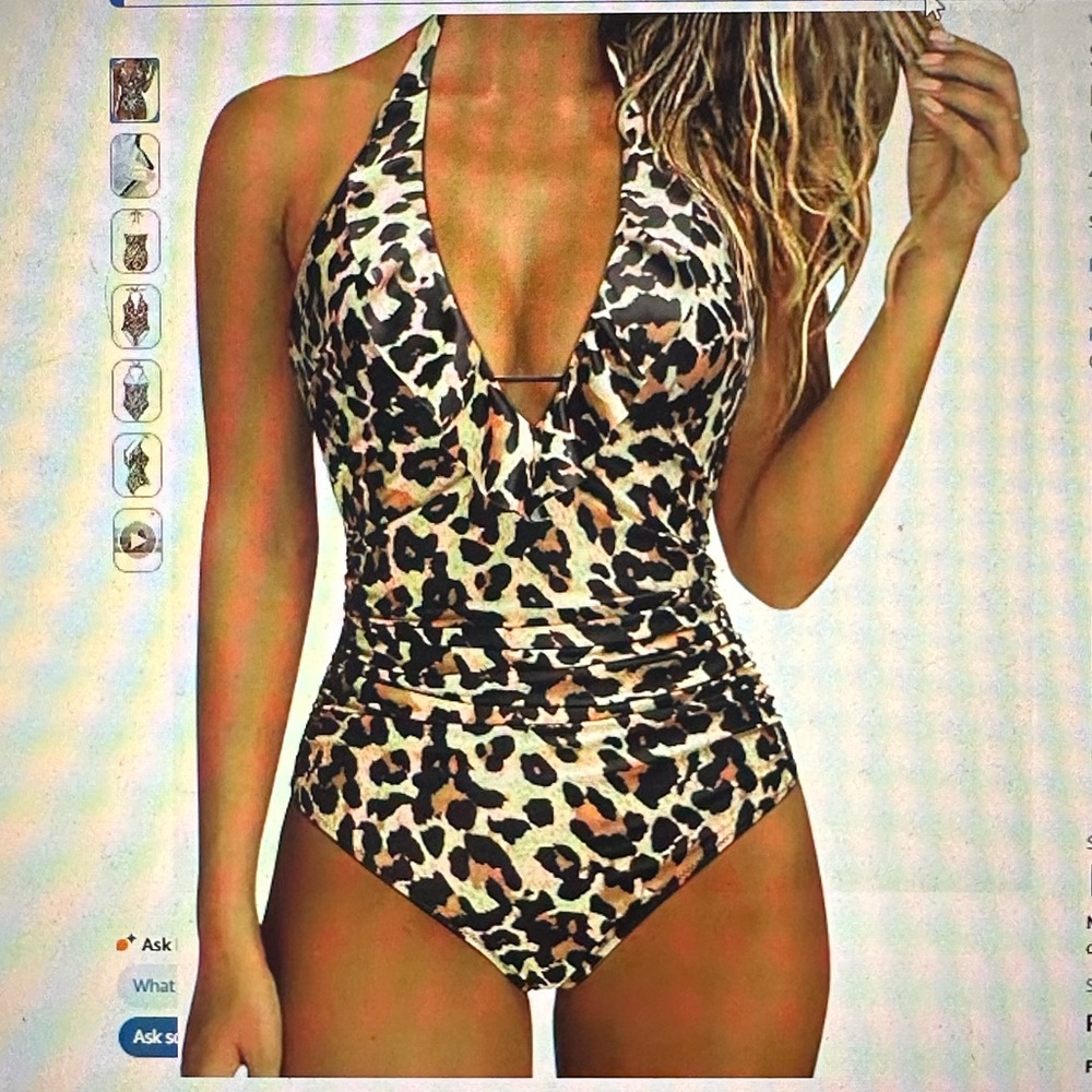 Leopard Print Halter One-Piece Swimsuit